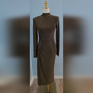 Ramy Brook Amarilys Dress Shimmering Brown Long Sleeve Dress